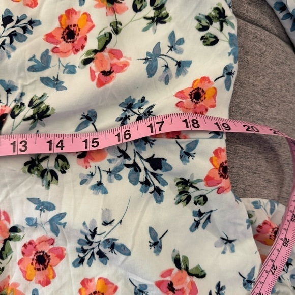 LOFT Floral Tunic Tie Back Bell Sleeve Boho Style Mini Dress Size 14 - Picture 10 of 15